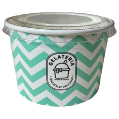 VEPATIM 10000 Eisbecher aus Papier Zick Zack Motiv grün 235 ml 8oz mit Deckel