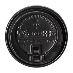 Preview: VEPATIM 100 Domdeckel mit Verschlußklappe schwarz für Pappbecher COFFEE TO GO 80mm Ø