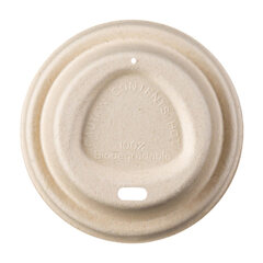 Preview: Domdeckel aus Zuckerrohr für Coffee-TO-GO Pappbecher Ø 80mm 