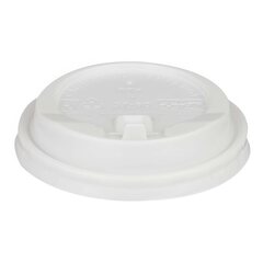 Preview: Domdeckel mit Verschlußklappe weiß für Pappbecher COFFEE TO GO 90mm Ø 