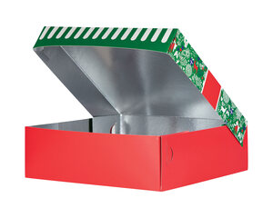 Preview: VEPATIM 75 Keksbox Gebäckkarton mit Alubeschichtung "Weihnachten" 250 x 250 x 80mm