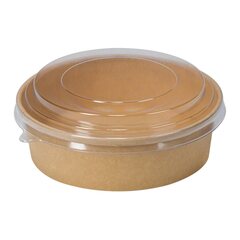 VEPATIM 500 Salatschalen 1100ml aus Kraftpapier braun inkl. Deckel transparent rPet