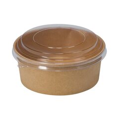 VEPATIM 500 Salatschalen 500ml aus Kraftpapier braun inkl. Deckel transparent rPet
