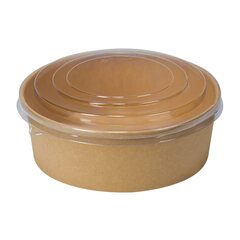 VEPATIM 500 Salatschalen 750ml aus Kraftpapier braun inkl. Deckel transparet rPet