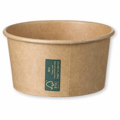Preview: Eisbecher Dessertbecher Kraftpapier FSC® rund 140 230 350 ml braun Deckel