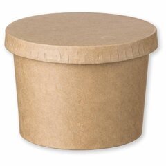 10000x Eisbecher Feinkostbecher aus Kraftpapier FSC® rund 230ml braun mit Deckel