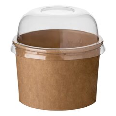 VEPATIM 50 Eisbecher aus Kraftpapier FSC® rund 230 ml braun mit transparentem Domdeckel