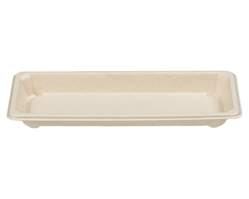 Preview: VEPATIM 50 Sushi Tray aus Zuckerrohr mit klarem PET-Deckel 22,1 x 9,2 x 2,2 cm