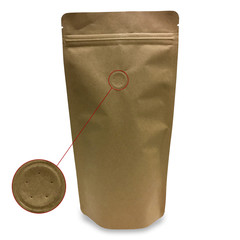 Standbodenbeutel Kraftpapier braun mit Aromaschutzventil 140x270x80mm 