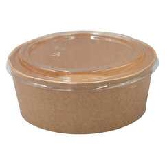 VEPATIM 50 Salatschalen 1300ml aus Kraftpapier braun inkl. Deckel aus rPet