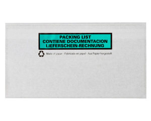 VEPATIM 100 Dokumententaschen aus Recyclingpapier Lieferschein/Rechnung transparent DIN Lang 