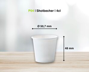 Preview: 40x Schnapsbecher Shotbecher Stamperl Pappbecher weiß mit Eichstrich 4cl 40ml