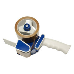 VEPATIM Handabroller weiß und blau mit Andrucklasche und Rollenbremse für 66m x 50mm Packband