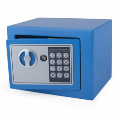Preview: 1x Tresor Safe 23x17x17cm mit elektronischem  Zahlenschloss für Tisch/Wandmontage blau