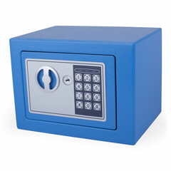 1x Tresor Safe 23x17x17cm mit elektronischem  Zahlenschloss für Tisch/Wandmontage blau