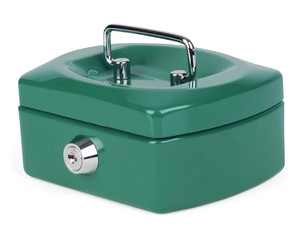 Preview: Geldkassette Spardose mit Sparschlitz mit entnehmbaren Münzfach 125 mm grün