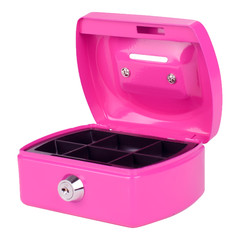 Preview: 1x Geldkassette Spardose mit Sparschlitz mit entnehmbaren Münzfach 125 mm pink
