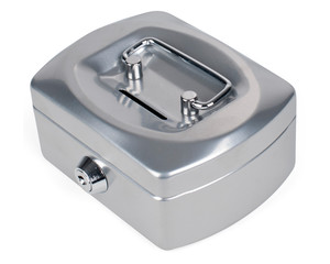 Geldkassette Spardose mit Sparschlitz mit entnehmbaren Münzfach 125 mm silber