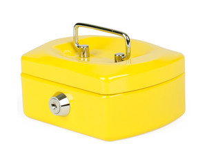 Preview: Geldkassette Spardose mit Sparschlitz mit entnehmbaren Münzfach 125 mm gelb