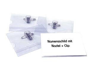 VEPATIM 50 Ausweishalter Namensschildhalter mit Kombi-Clip + Nadel 40x75mm