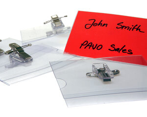 1000x Namensschild mit Kombiklemme Sicherheitsnadel 54x90mm inkl. Einleger