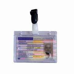 Preview: VEPATIM 250 Ausweishülle Kartenhülle Namensschild aus PVC mit Clip 60x90mm