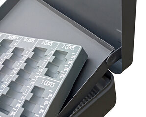 Preview: VEPATIM Geldkassette aus robustem Stahl inkl. Euro Münzbrett und Geldscheineinsatz