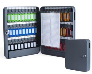 VEPATIM 2 Schlüsselkasten für 54 Schlüssel inkl. Anhänger und seitl. Einwurfschlitz grau