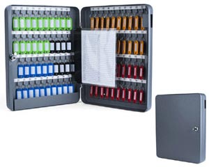 VEPATIM 2 Schlüsselkasten für 80 Schlüssel inkl. Anhänger und seitl. Einwurfschlitz grau