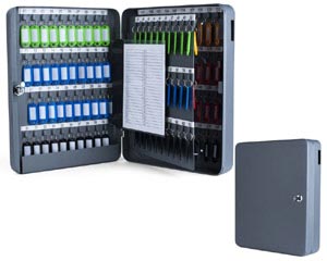 VEPATIM 2 Schlüsselkasten für 140 Schlüssel inkl. Anhänger und seitl. Einwurfschlitz grau