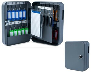 VEPATIM 2 Schlüsselkasten für 30 Schlüssel inkl. Anhänger und seitl. Einwurfschlitz grau