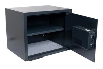 Preview: 1x Tresor Safe 35x25x25cm mit elektronischem Zahlenschloss für Tisch/Wandmontage anthrazit