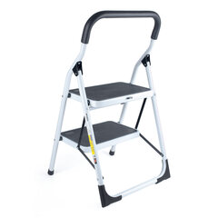 Preview: VEPATIM 10 Trittleiter mit 2 Stufen aus Stahl bis 150kg belastbar weiß/schwarz