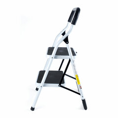 Preview: VEPATIM 10 Trittleiter mit 2 Stufen aus Stahl bis 150kg belastbar weiß/schwarz