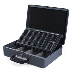 Premium Geldkassette XL aus robustem Stahl inkl. Euro Münzbrett 2 Tragegriffe