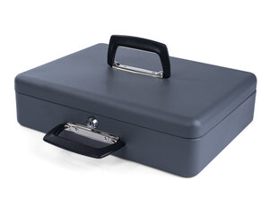 Preview: Premium Geldkassette XL aus robustem Stahl inkl. Euro Münzbrett 2 Tragegriffe