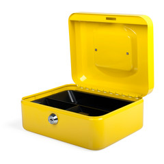 Preview: VEPATIM 6 Geldkassette aus robustem Stahl mit herausnehmbaren Münzfächern 200 mm gelb