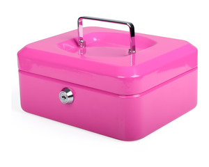 VEPATIM 6 Geldkassette aus robustem Stahl mit herausnehmbaren Münzfächern 200 mm rosa