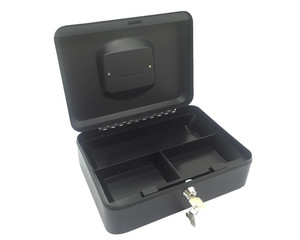 VEPATIM 12 Geldkassette aus robustem Stahl mit herausnehmbaren Münzfächern 250 mm schwarz