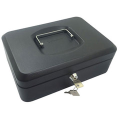 Preview: VEPATIM 12 Geldkassette aus robustem Stahl mit herausnehmbaren Münzfächern 250 mm schwarz