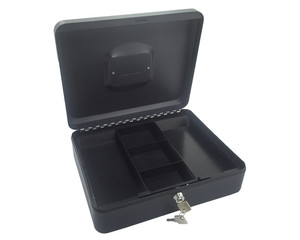 VEPATIM 12 Geldkassette aus robustem Stahl mit herausnehmbaren Münzfächern 300 mm schwarz