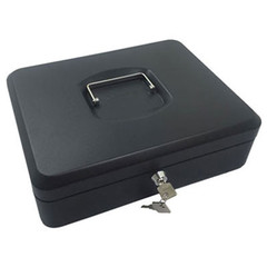 Preview: VEPATIM 12 Geldkassette aus robustem Stahl mit herausnehmbaren Münzfächern 300 mm schwarz