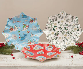 Preview: VEPATIM 10 Gebäckschalen Plätzchenschalen für Weihnachtsgebäck Pappe Ø 28 cm verschiedene Motive 