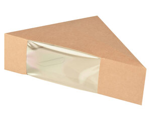 50x Bio-Sandwichboxen Pappe mit Sichtfenster aus PLA 123x123x52mm braun