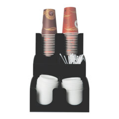 Preview: VEPATIM Spender-System für Coffee ToGo Becher Deckel Rührstäbchen und Zubehör schwarz