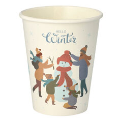 100x Heißgetränkebecher Pappbecher "Hello Winter & Schneemann-Bau" 200ml