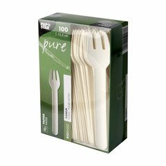 Preview: 100x PAPSTAR 'pure' Papiergabeln Gabeln aus Papier 15,5 cm FSC® weiss