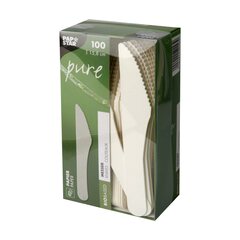 Preview: Einwegbesteck Papier pure geschmacksneutral Gabel Messer Löffel kompostierbar