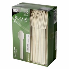 Preview: 100x PAPSTAR 'pure' Kaffeelöffel aus Papier 13 cm FSC® weiss
