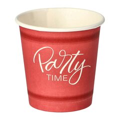 VEPATIM 50 Pappbecher 5 cl rot 'Party Time' mit kompostierbarer Kunststoff PLA beschichtet